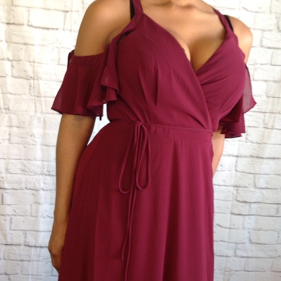 tall burgundy dress